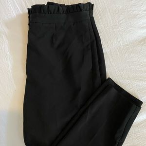 Ruffle Waist Ankle High Rise Pants